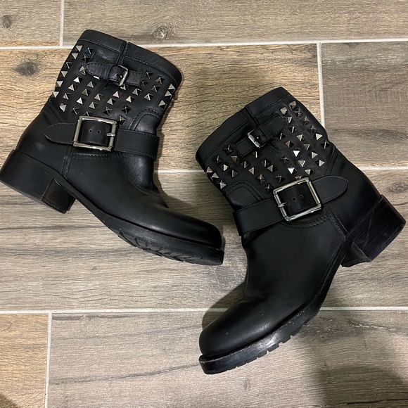Valentino Black Combat Boots with Silver Studs - Picture 3 of 11